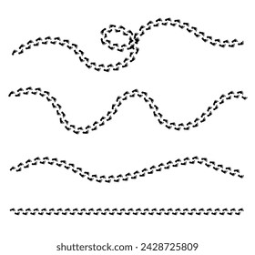 Human footprints line. Bare footprints set. Vector clipart.