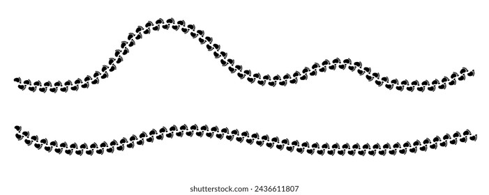 Human footprints line. Bare footprints set. Vector clipart.