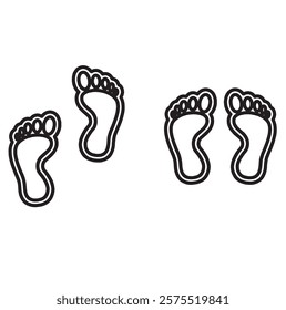 Human footprints line. Barefoot prints set. Vector clipart.