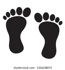 
Human footprints on a white background