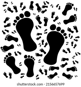 Human footprints on a white background. Vector illustration