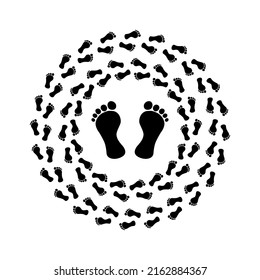 Huellas humanas en un fondo blanco. Ilustración del vector