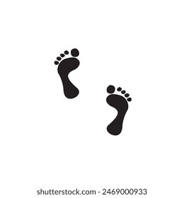 Human footprints on a white background. Vector graphics