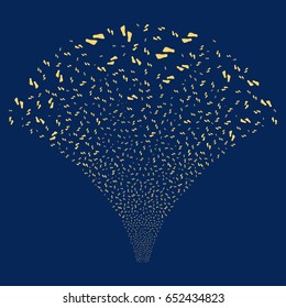Human Footprints salute stream. Vector illustration style is flat yellow iconic symbols on a blue background. Object source fountain constructed from random design elements.