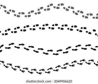 Human footprints set. Footprints human shoes. Footsteps. Vector illustration
