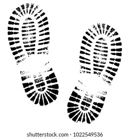 Human footprints shoe silhouette. Isolated on white background, vector icon