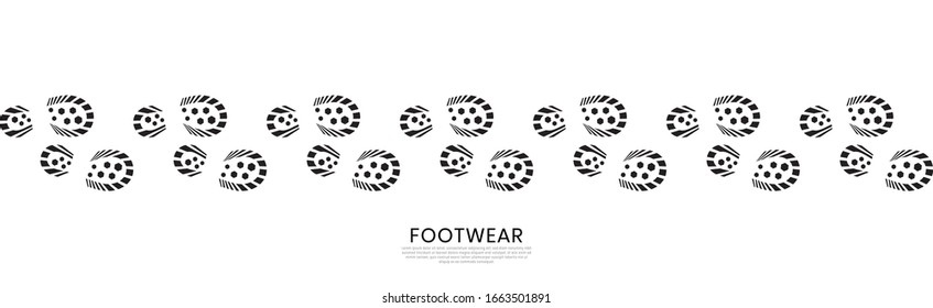 human footprints with shoes, silhouette footwear, Footsteps.