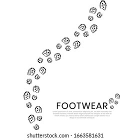 human footprints with shoes, silhouette footwear, Footsteps.