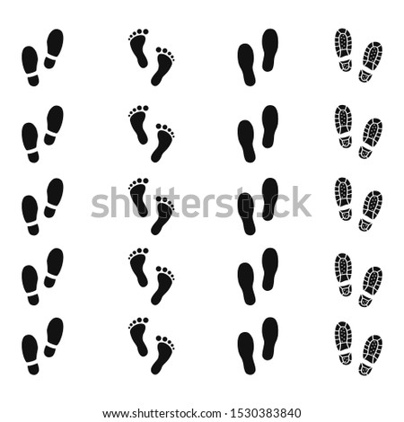 Human footprints of shoes trail set design