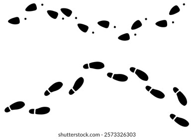 Human footprints silhouette. Male and female tracks. Footstep icons on a white background. Vector illustration