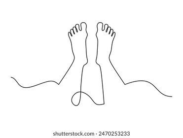 Human footprints steps continuous line drawing. Physical activity of people concept. Vector illustration minimalist design hand drawn.
