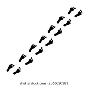 Human footprints tracking path illustration