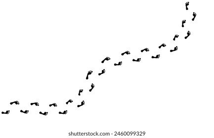 Human footprints tracking path on white background, Shoes trail track vector illustrations	
