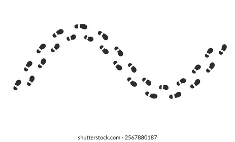 Human footprints tracking path on white background, Shoes trail track vector illustrations