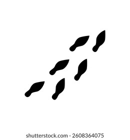 Human footprints tracking path on white background