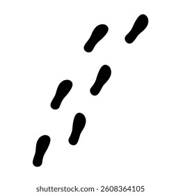 Human footprints tracking path on white background