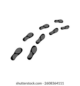 Human footprints tracking path on white background