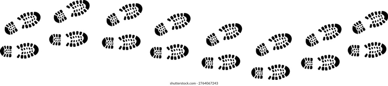 Human Footprints Trail Vector Set – Barefoot, Shoe Tread, Footstep Icons and Silhouette Collection
