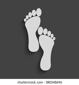 human footprints vector icon with shadow