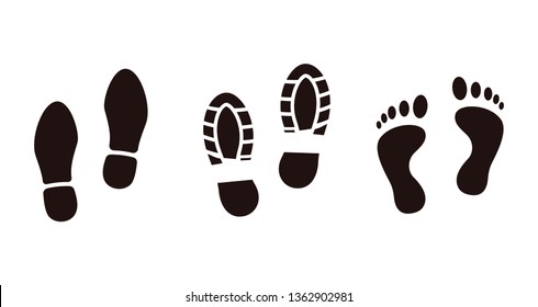 	
Human footprints walk footstep vector icon set