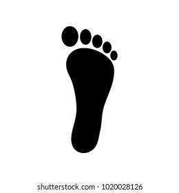 Human footstep icon. Vector footprint. Black silhouette. Flat style. Illustration isolated on white background.