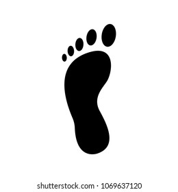 Human footstep icon. Vector footprint. Black silhouette. Flat style. Illustration isolated on white background.