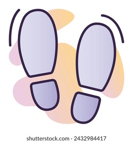 Human footsteps, man boot footprint, dark blue contour vector icon with gradient background