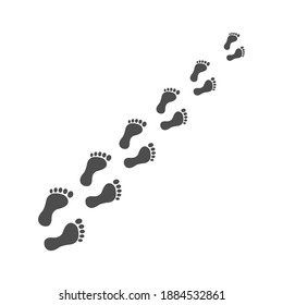 Human footsteps walking silhouette. People foot trail. Vector isolated on white