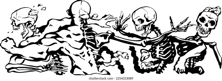 Human free fights war ghosts skeleton abstract art muscle muscular dead body guts brain broken