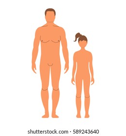 Human front side Silhouette. Isolated on White Background. Vector illustration.