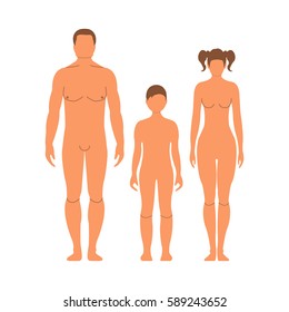 Human front side Silhouette. Isolated on White Background. Vector illustration.