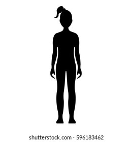 Human front side Silhouette. Isolated on White Background. Vector illustration.