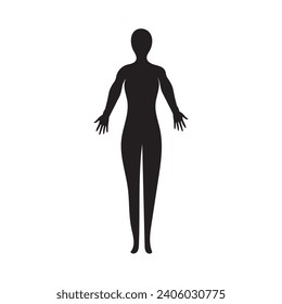 Human full body icon illustrations . Black silhouettes of men and women on a white background. Male and female gender. Figure of human body.
