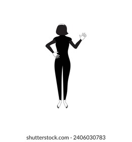 Human full body icon illustrations . Black silhouettes of men and women on a white background. Male and female gender. Figure of human body.