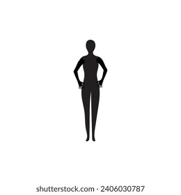 Human full body icon illustrations . Black silhouettes of men and women on a white background. Male and female gender. Figure of human body.