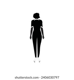 Human full body icon illustrations . Black silhouettes of men and women on a white background. Male and female gender. Figure of human body.