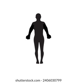 Human full body icon illustrations . Black silhouettes of men and women on a white background. Male and female gender. Figure of human body.