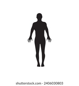 Human full body icon illustrations . Black silhouettes of men and women on a white background. Male and female gender. Figure of human body.