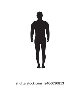 Human full body icon illustrations . Black silhouettes of men and women on a white background. Male and female gender. Figure of human body.