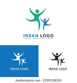 Human fun logo. children playing