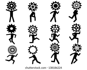 human with gear head icons