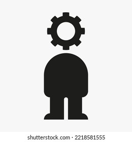 Human Gear Logo Design Concept With Human Body and Gear Symbol Vector Template
