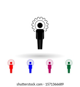 Human with gear multi color icon. Simple glyph, flat vector of profit icons for ui and ux, website or mobile application