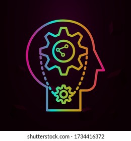 Humano, engranajes en mente icono nolan Línea delgada simple, contorno vector de íconos de la mente humana para ui y ux, sitio web o aplicación móvil