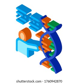 Human Genetics Research Biohacking Icon Vector isometric sign. color isolated symbol illustration