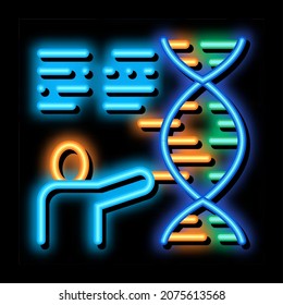 Human Genetics Research Biohacking neon light sign vector. Glowing bright icon sign. transparent symbol illustration