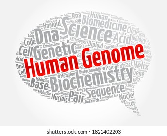 Human Genome is a complete set of nucleic acid sequences for humans, word cloud concept background