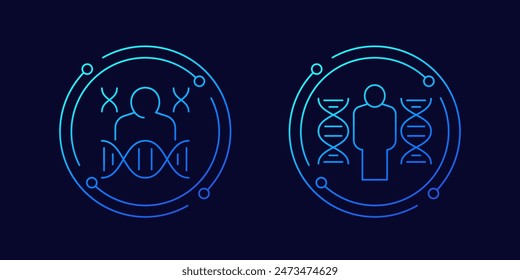 human genome or DNA icons, linear design