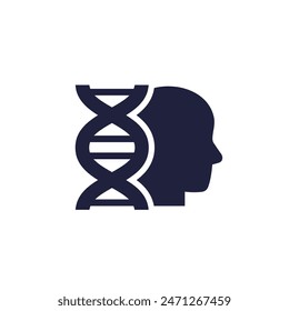 human genome icon with dna and head
