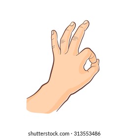 Human gesture.Ok sign. Man hand isolated on white background. 